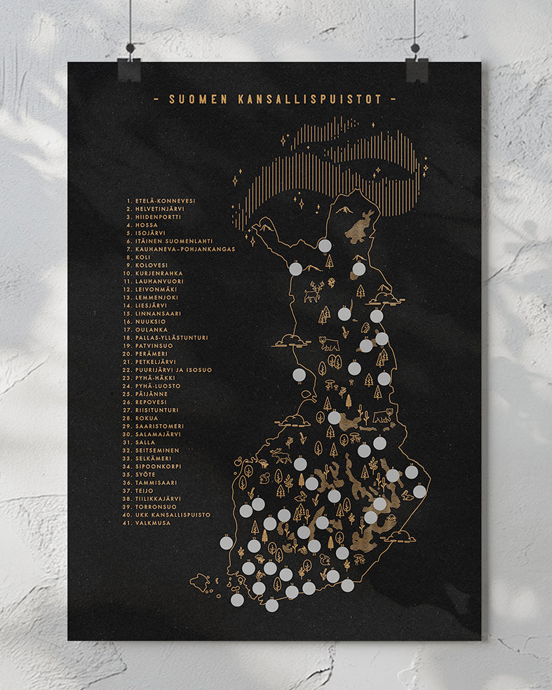 Suomen kansallispuistot raaputuskartta UUTUUS!